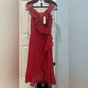 Elegant Red Eyelet Dress